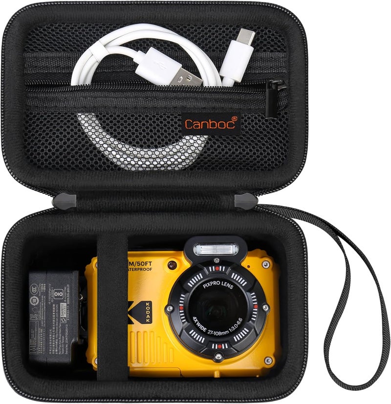 Canboc Carrying Case for Kodak PIXPRO WPZ2 Rugged Waterproof Digital Camera, Underwater Photography Camera Bag, Mesh Pocket fits USB Cable, Battery, Adapter, Black (Case Only) - Image 1